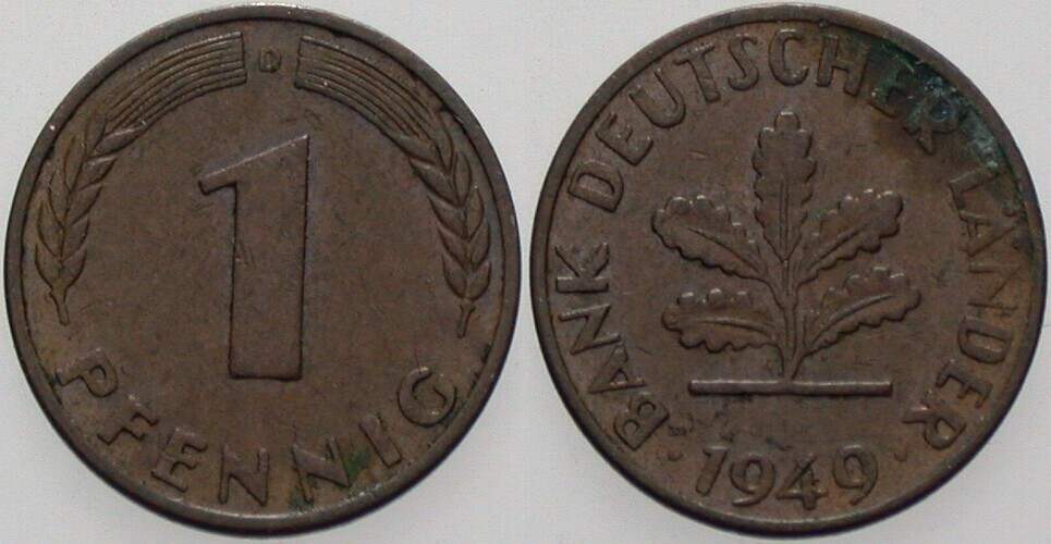 1 Pfennig 1949 J. 376 sehr schön