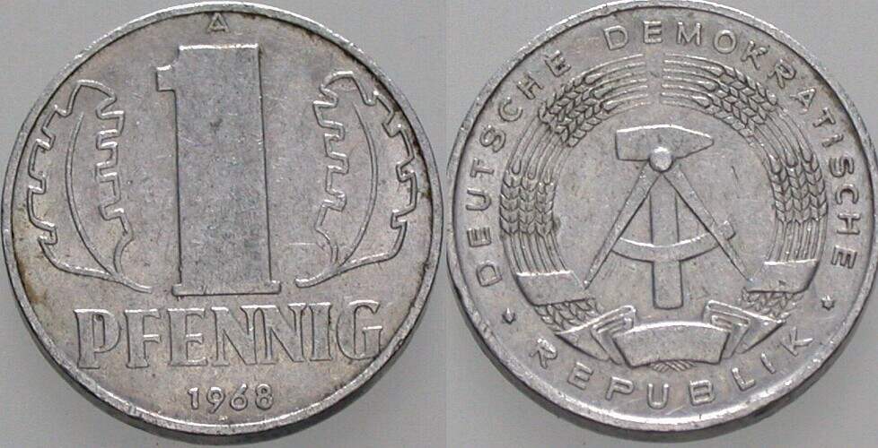 1 Pfennig 1968 J. 1508 sehr schön