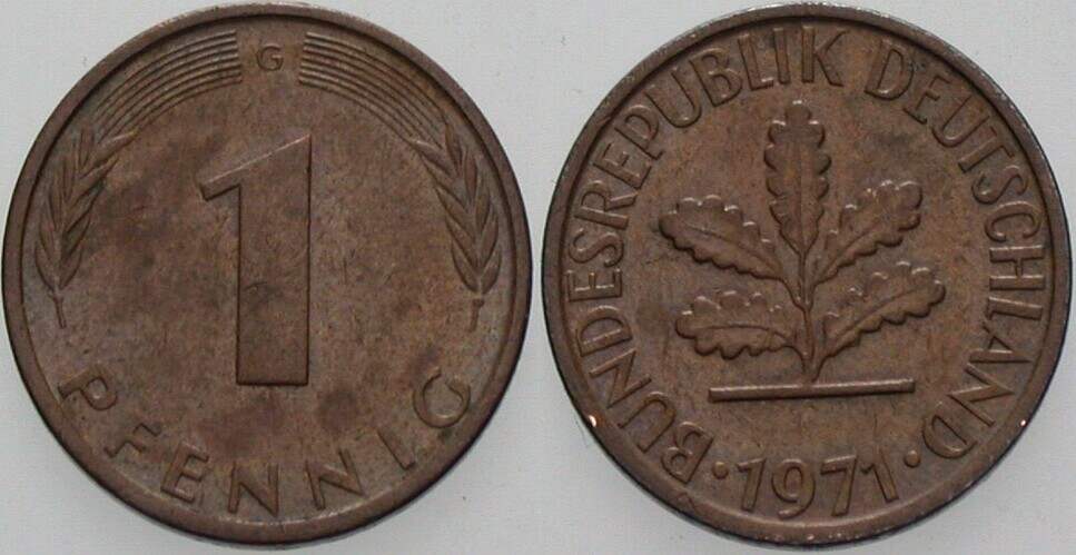 1 Pfennig 1971 J. 380 sehr schön