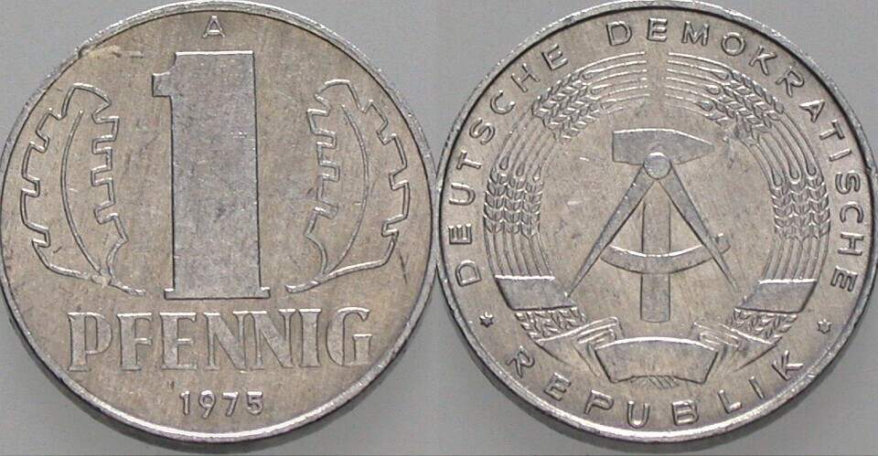 1 Pfennig 1975 J. 1508 Sehr schön