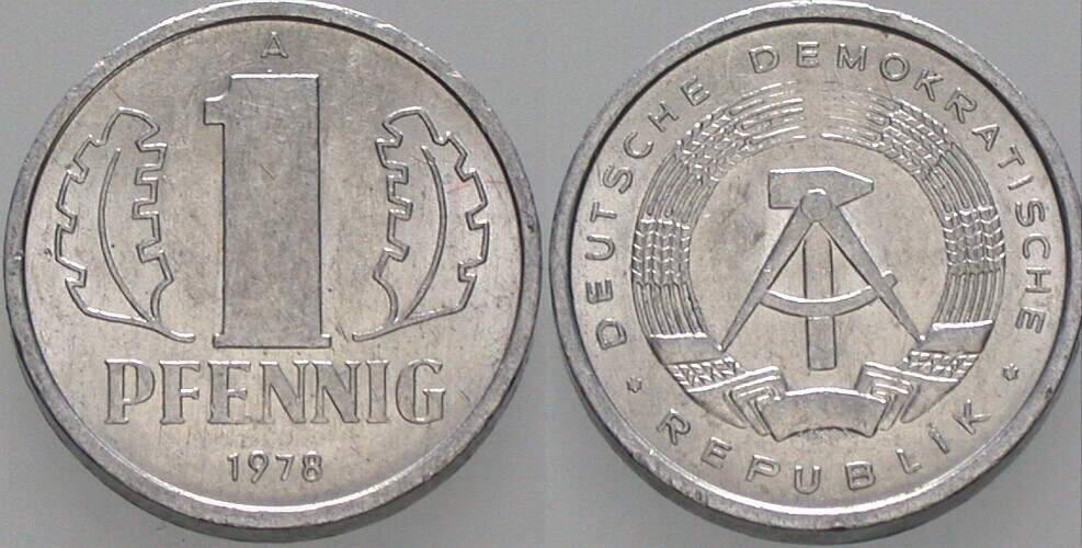 1 Pfennig 1978 J. 1508 sehr schön
