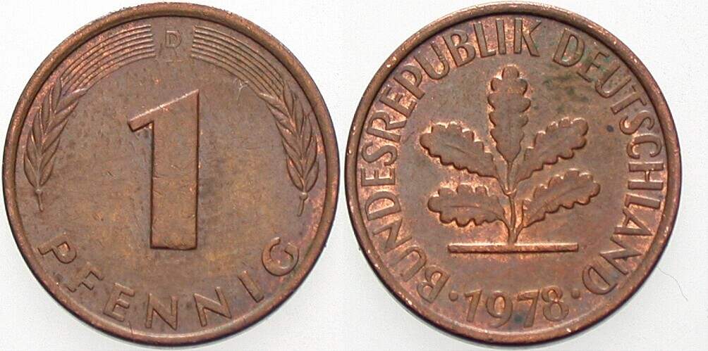 1 Pfennig 1978 J. 380 sehr schön