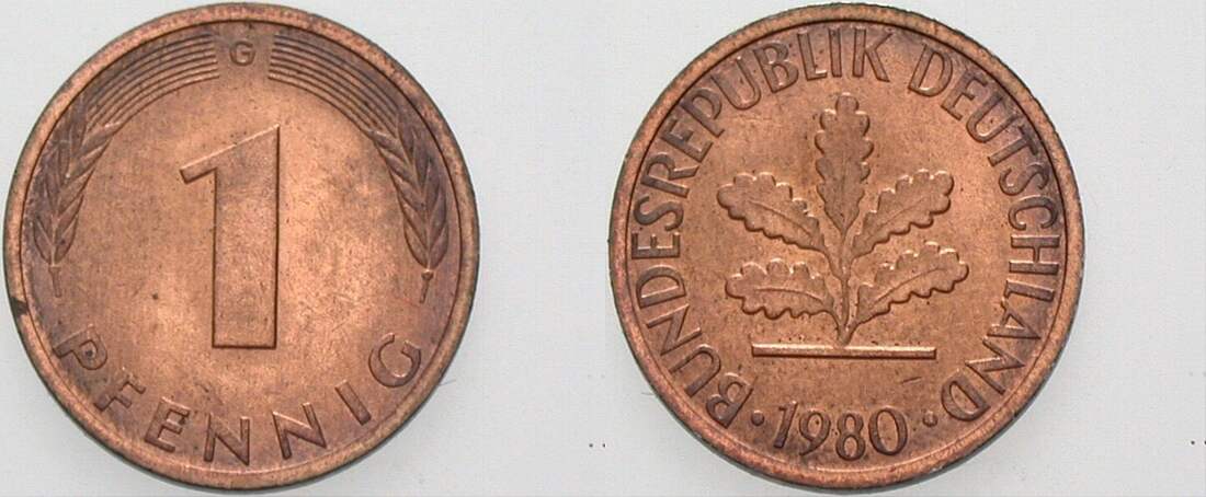 1 Pfennig 1980 J. 380 sehr schön