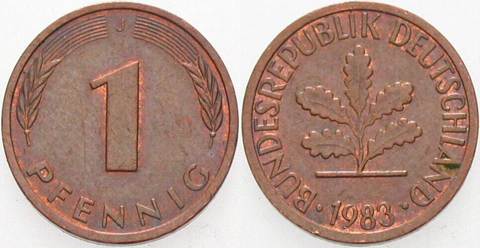 1 Pfennig 1983 J. 380 sehr schön