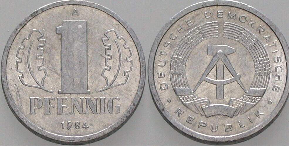 1 Pfennig 1984 J. 1508 Sehr schön