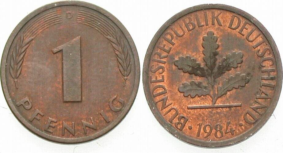 1 Pfennig 1984 J. 380 sehr schön