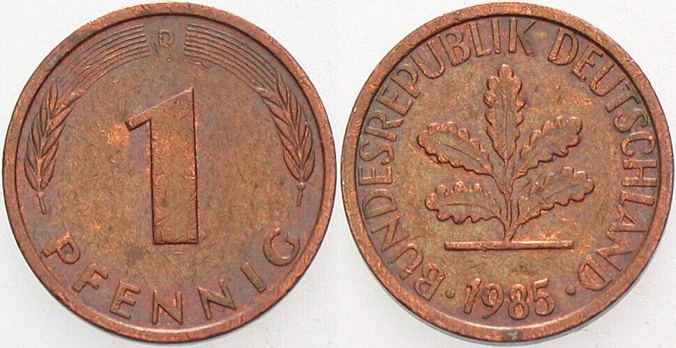 1 Pfennig 1985 J. 380 sehr schön