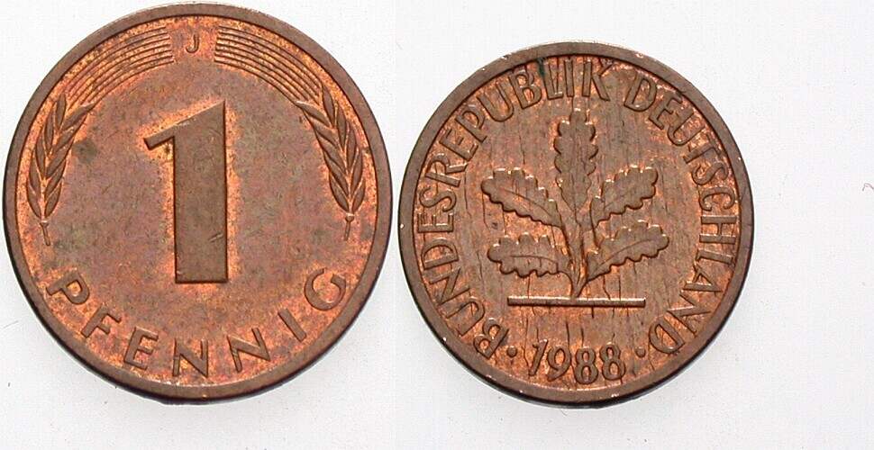 1 Pfennig 1988 J. 380 sehr schön