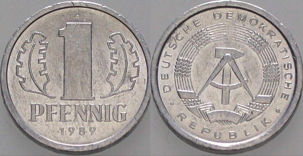 1 Pfennig 1989 J. 1508 Sehr schön