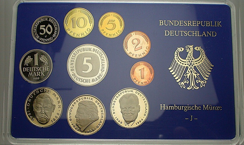 1 Pfennig - 5 Deutsche Mark, 12,68 DM 1995 Polierte Platte