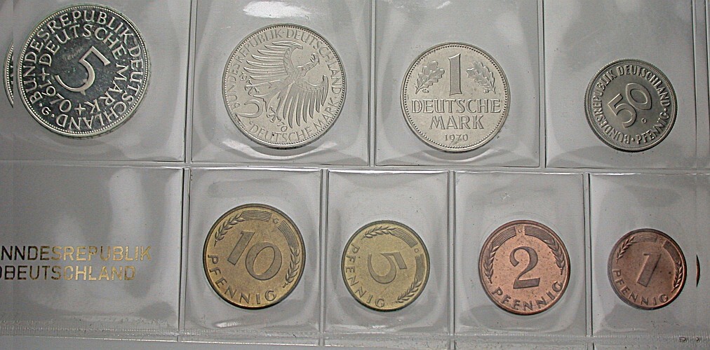 1 Pfennig - 5 Deutsche Mark, 8,68 DM 1970 Polierte Platte