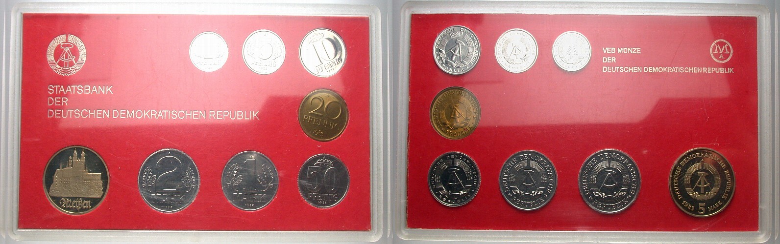 1 Pfennig - 5 Mark, 8,86 Mark 1983  Polierte Platte, Patina
