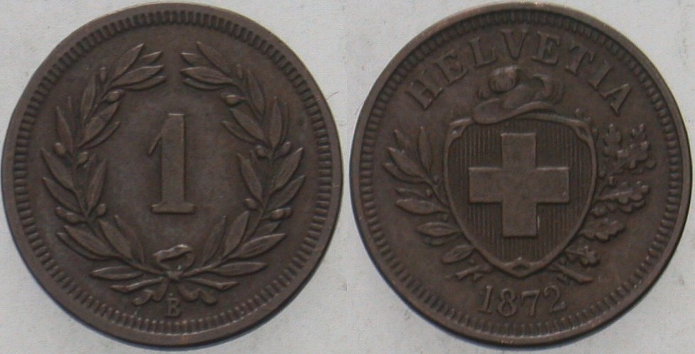 1 Rappen 1872 Divo/Tobler 326 Sehr schön