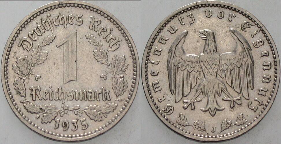 1 Reichsmark 1935 J. 354 Sehr schön