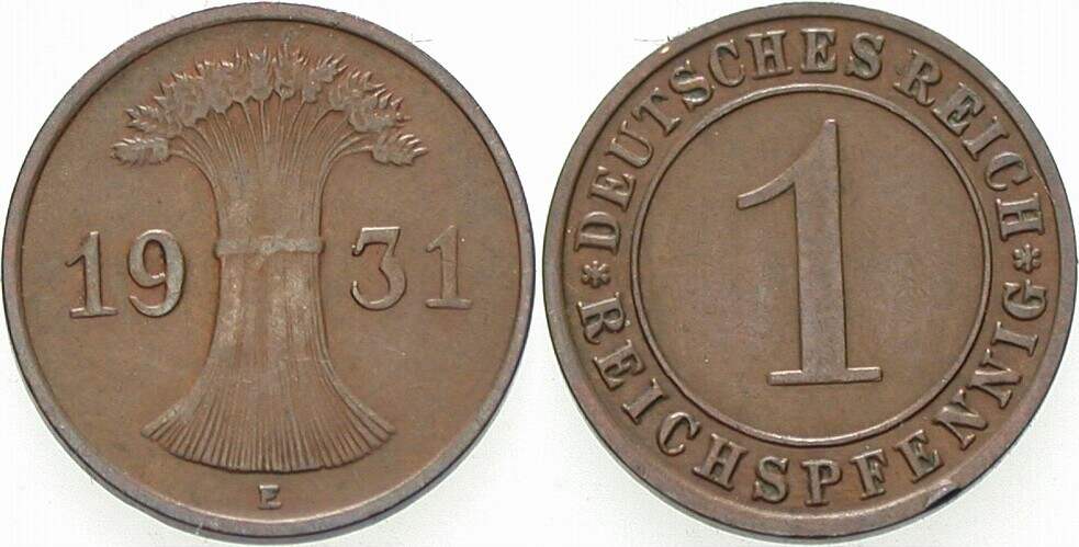 1 Reichspfennig 1931 J. 313 Sehr schön