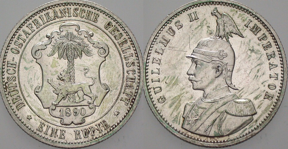 1 Rupie 1890 J.N. 713 Fleckiger Belag, sonst vorzüglich - Stempelglanz