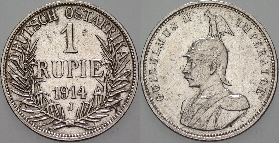 1 Rupie 1914 J.N. 722 Sehr schön