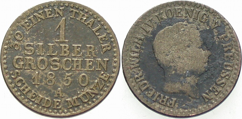 1 Silbergroschen 1850 Jaeger 66 AKS 85 Fast sehr schön