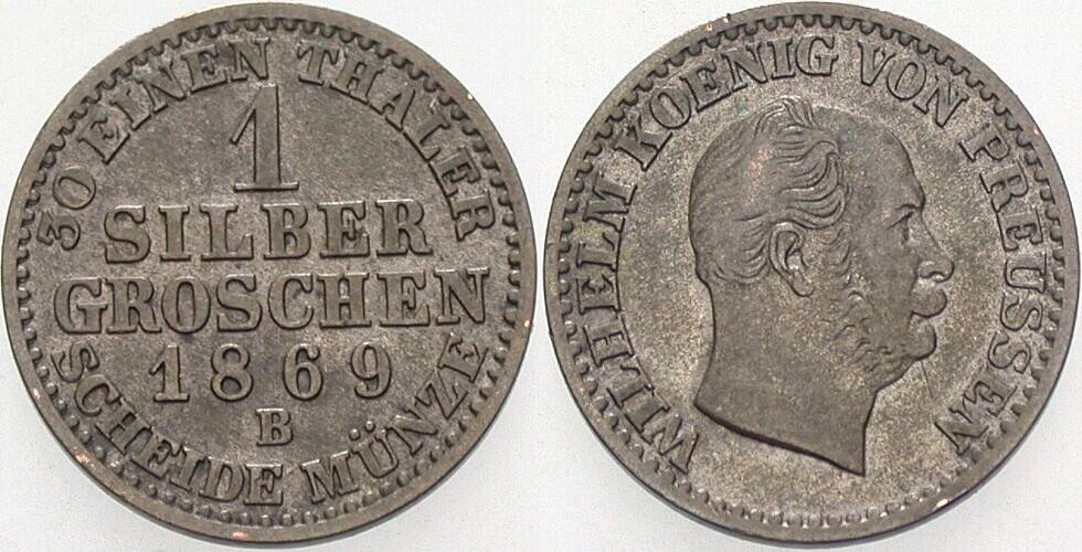 1 Silbergroschen 1869 AKS 103 Sehr schön