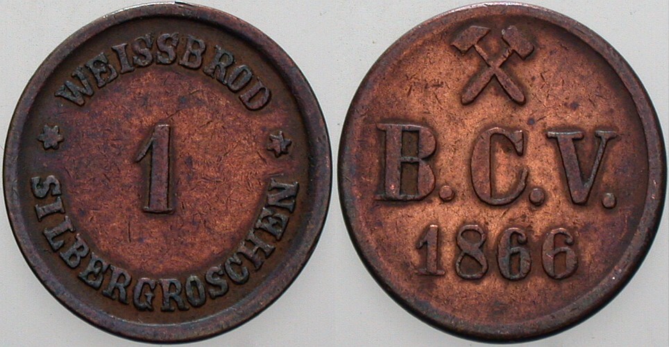 1 Silbergroschen - Weissbrot 1866  Sehr schön