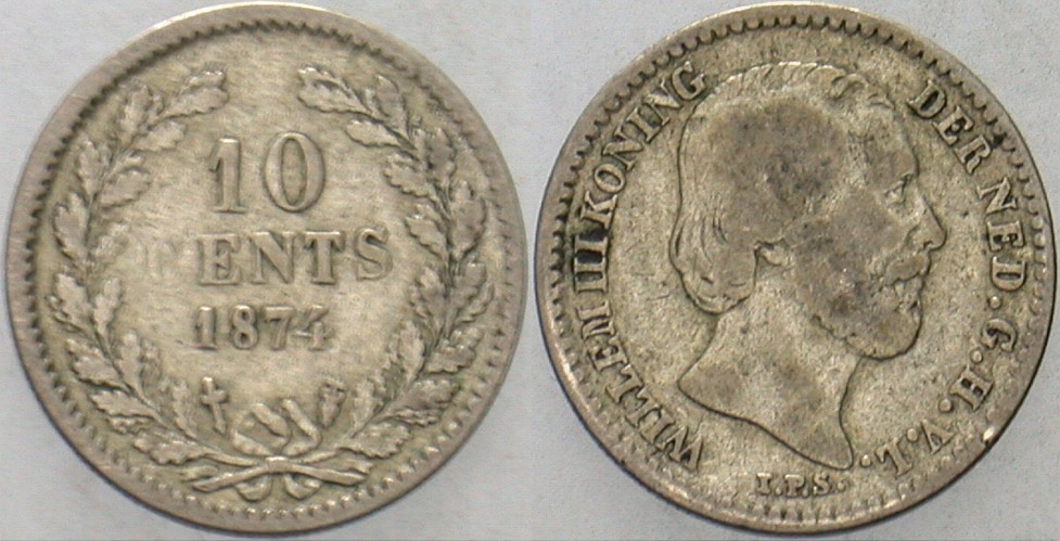 10 Cent 1874 KM. 80 Fast sehr schön