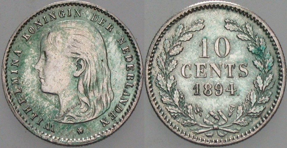 10 Cent 1894 KM 116 Patina, vorzüglich