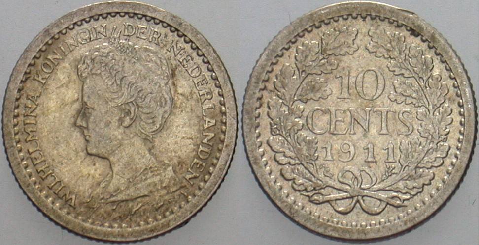 10 Cent 1911 KM 145 Sehr schön