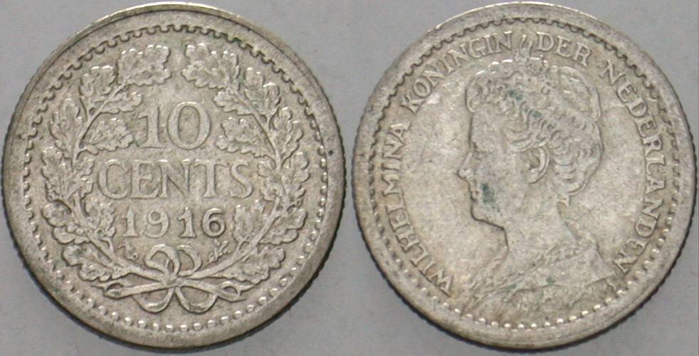 10 Cent 1916 KM 145 Sehr schön