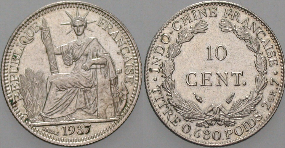 10 Cent 1937 K.M. 17.2 Vorzüglich