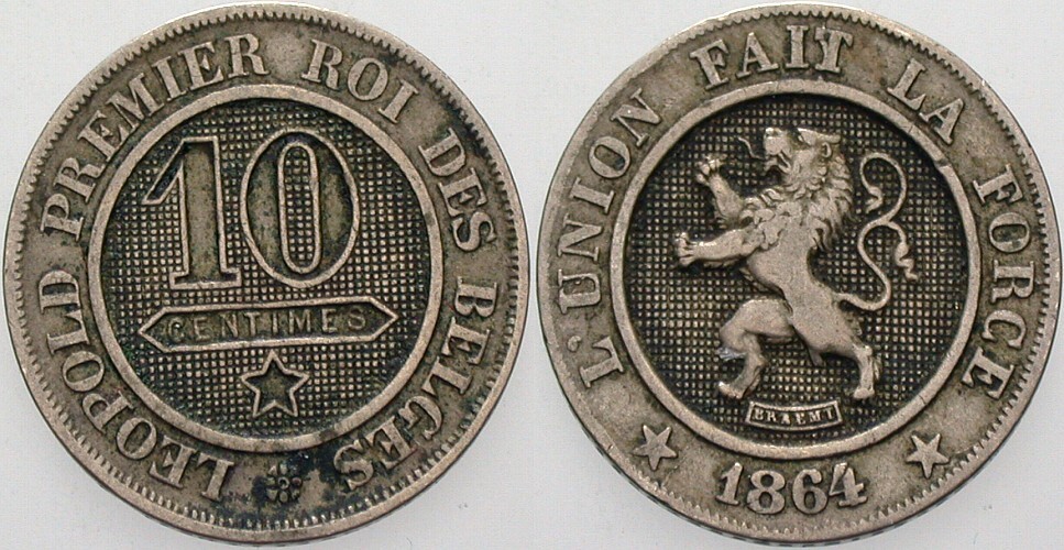 10 Centimes 1864 K.M. 22 Sehr schön