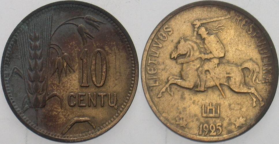 10 Centu 1925 K.M. 73 Patina, sehr schön