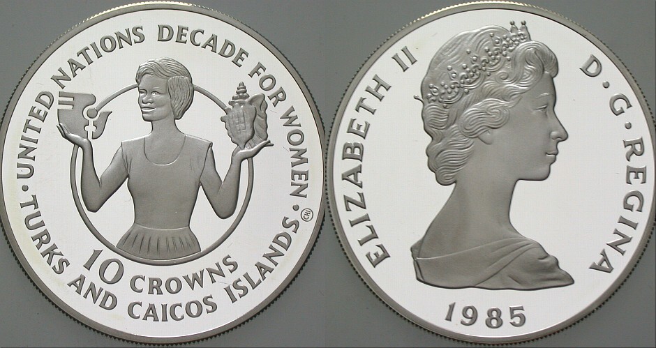 10 Crowns 1985  Polierte Platte, verkapselt