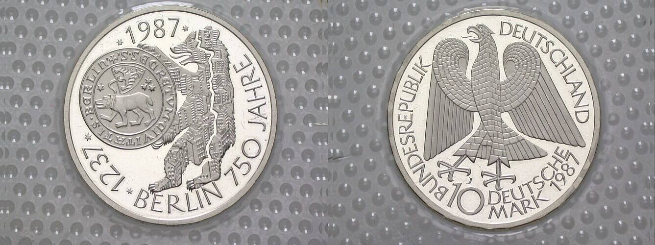 10 Deutsche Mark 1987 J. 441 Polierte Platte
