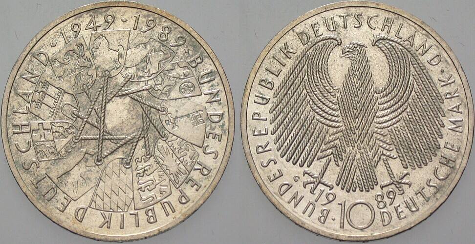 10 Deutsche Mark 1989 J. 446 Vorzüglich - Stempelglanz