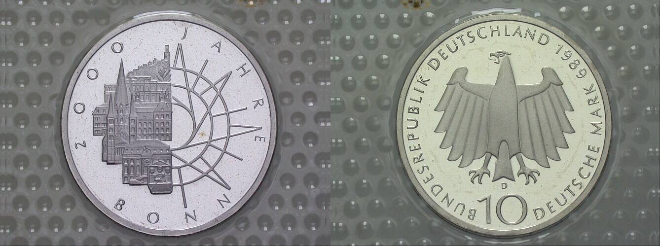 10 Deutsche Mark 1989 J. 447 Polierte Platte