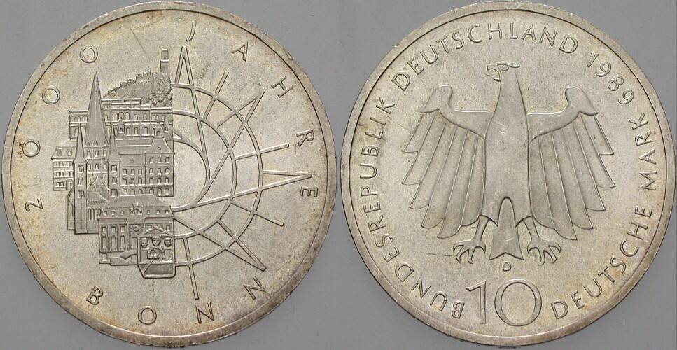10 Deutsche Mark 1989 J. 447 Vorzüglich - Stempelglanz