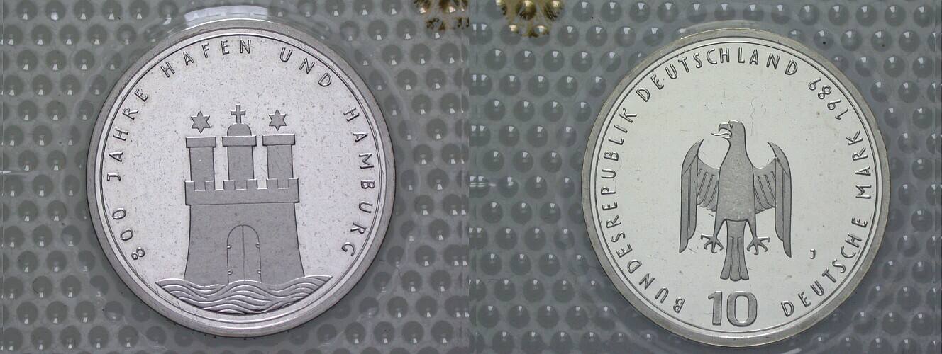 10 Deutsche Mark 1989 J. 448 Polierte Platte