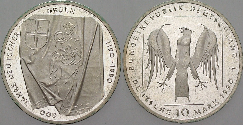 10 Deutsche Mark 1990 J. 451 Vorzüglich - Stempelglanz
