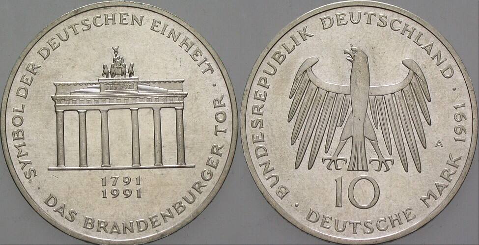 10 Deutsche Mark 1991 J. 452 Vorzüglich - Stempelglanz