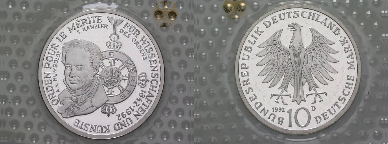 10 Deutsche Mark 1992 J. 454 Polierte Platte