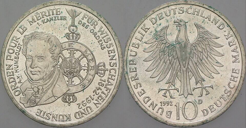 10 Deutsche Mark 1992 J. 454 Vorzüglich - Stempelglanz