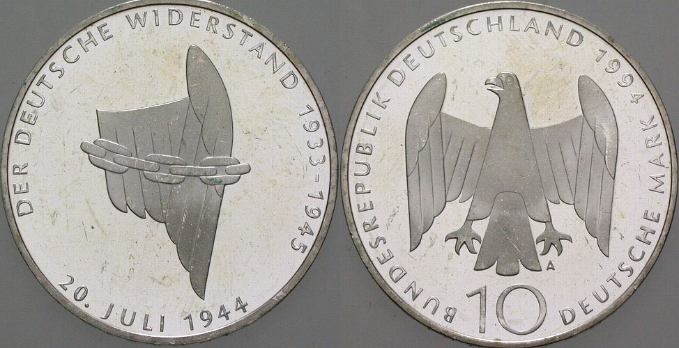 10 Deutsche Mark 1994 J. 457 Vorzüglich - Stempelglanz