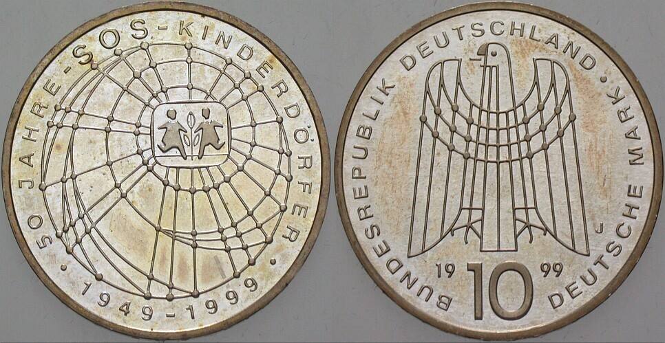10 Deutsche Mark 1999 J. 472 Vorzüglich - Stempelglanz