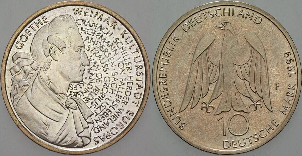 10 Deutsche Mark 1999 J. 473 Vorzüglich - Stempelglanz