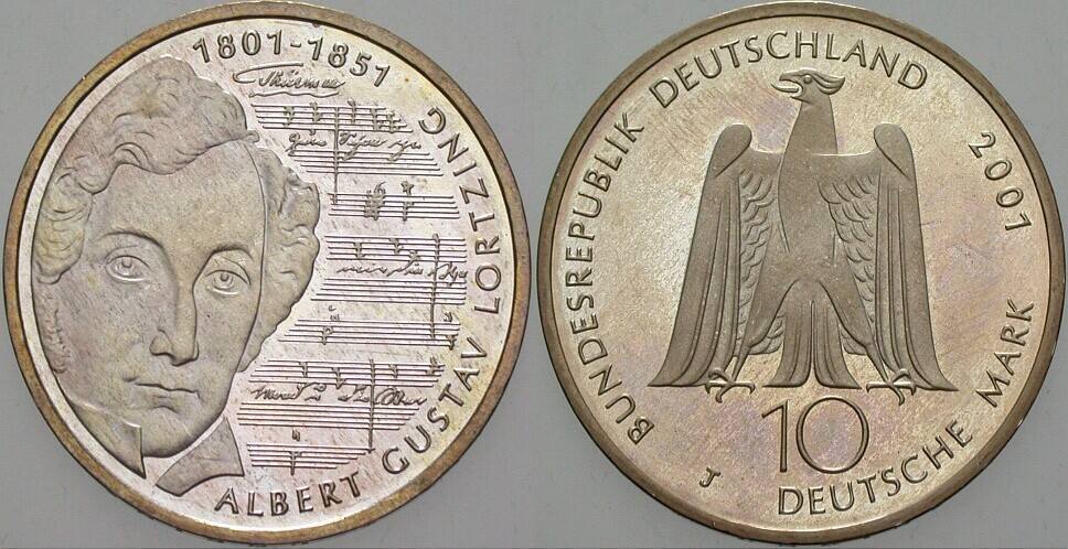 10 Deutsche Mark 2001 J. 478 Vorzüglich - Stempelglanz