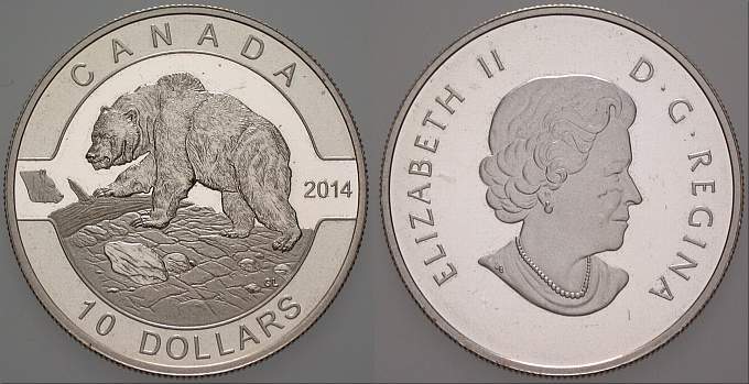 10 Dollar 2014 Wz. Kr., Polierte Platte, verkapselt