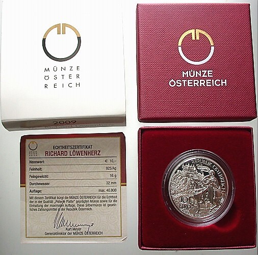 10 Euro 2009  Polierte Platte im Etui mit Zertifikat