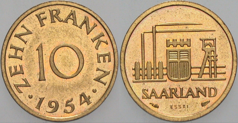 10 Franken 1954 Schaaf 801/G1 Slg.Beckenbauer 3494 Vorzüglich - Stempelglanz
