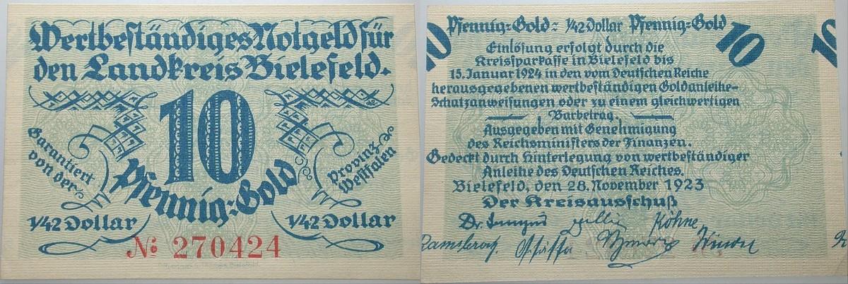 10 Goldpfennig 28.November 1923 Topp 77.08 Kassenfrisch
