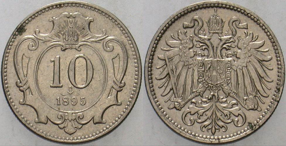 10 Heller 1895 Jl. 374 Fleckig, vorzüglich